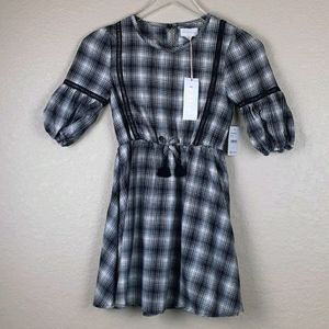 NWT BCBGirls 3/4 Sleeve Plaid Elastic Waist Dress